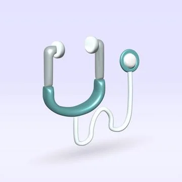 Stethoscope isolated vector 3d icon. stethoscope 3d illustration. Illustrazione stock