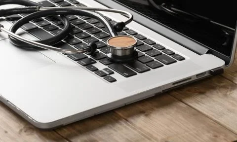 Stethoscope on the keyboard Stock Photos