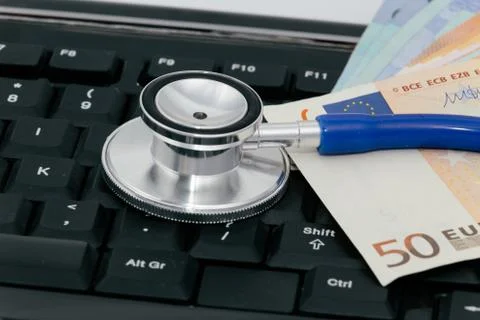Stethoscope on a keyboard Stock Photos