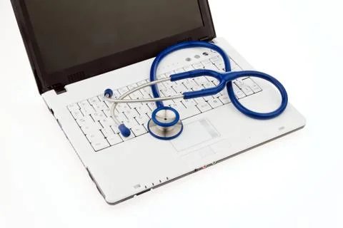 Stethoscope on laptop. data security on the internet. Stock Photos