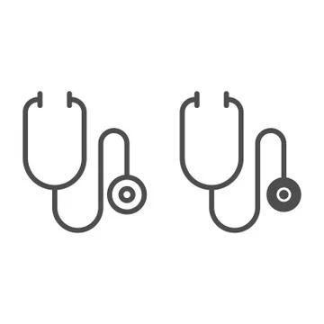 Stethoscope line and solid icon, healthcare concept, medical instrument for Illustrazione stock