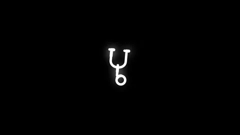 Stethoscope Line Icon Animation Loop Black Background Stock Footage 340541288