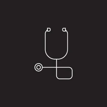 Stethoscope line icon, outline phone vector illustration, linear Illustrazione stock