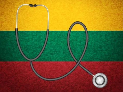 Stethoscope on Lithuania flag Stock Illustration