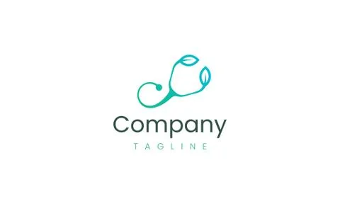 Stethoscope logo design template, stethoscope and leaf shape Stock Illustration