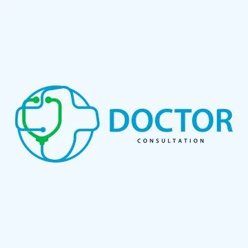 Stethoscope Logo, Simple Line Model Health Care Logo Design for Business Br.. Stock Illustration