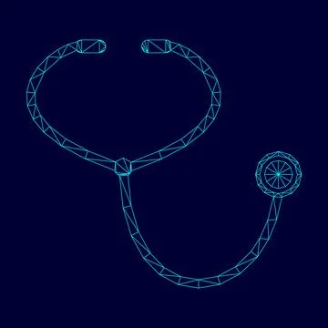 Stethoscope low poly triangulation triangulated polygonal electric cyan blue  Stock Illustration
