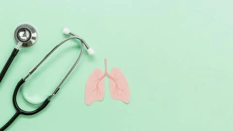 Stethoscope with lung shape desk Stock Photos
