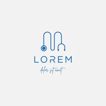 Stethoscope m letter logo vector design icon Stock Illustration