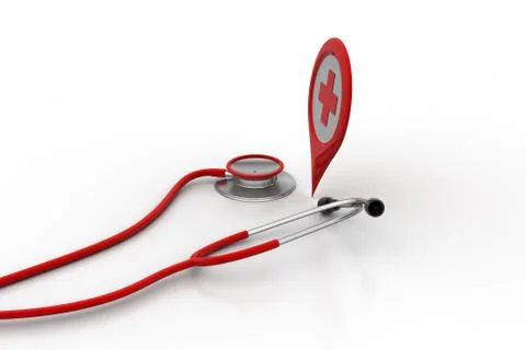 Stethoscope with map locator Free Stock Illustration