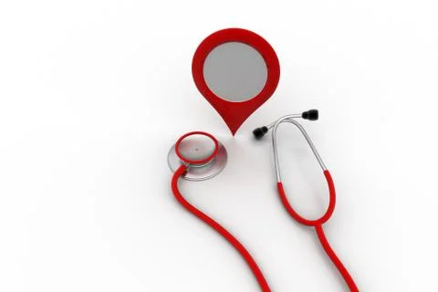 Stethoscope with map locator Free Stock Illustration