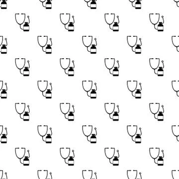 Stethoscope, medical bottle pattern seamless vector Stock Illustration