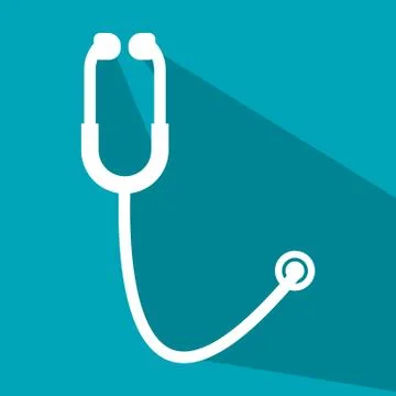 Stethoscope medical icon vector flat style illustration with color background Stock Illustration