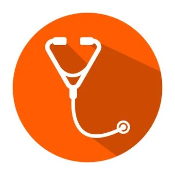 Stethoscope medical icon vector flat style illustration with color background Stock Illustration