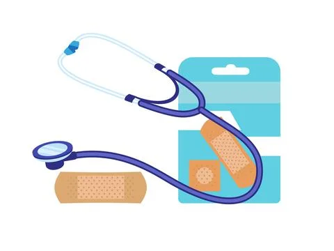 Stethoscope medical patch icon, flat style 스톡 일러스트