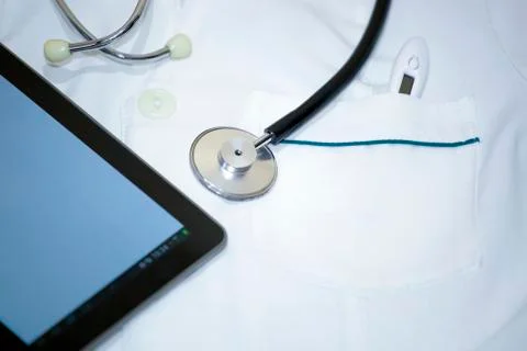 Stethoscope On Modern Digital Tablet Pc Stock Photos