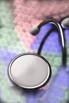 Stethoscope on multicolored background out of focus Stock Photos