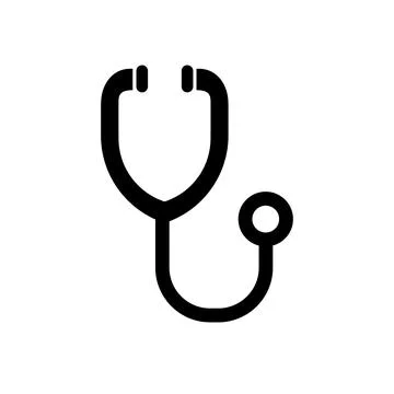 Stethoscope or steth single black flat icon. Vector isolated on white. Stock Illustration