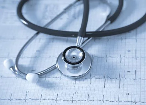 Stethoscope on physical graph paper Stock Photos
