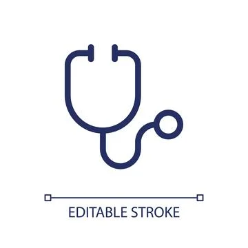 Stethoscope pixel perfect linear ui icon Stock Illustration