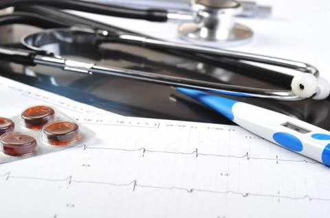 Stethoscope on  printout Stock Photos