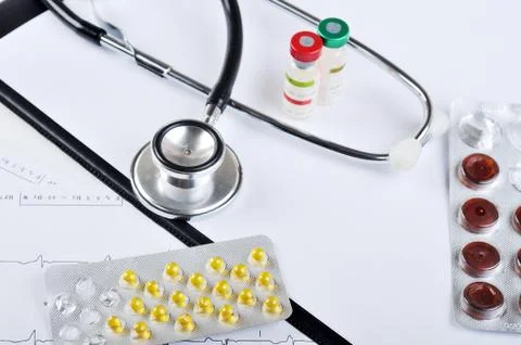 Stethoscope on  printout Stock Photos