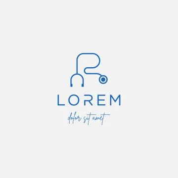 Stethoscope r letter logo vector design icon Stock Illustration