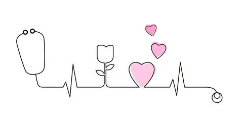 Stethoscope with rose and heart vector illustration Stock Illustration