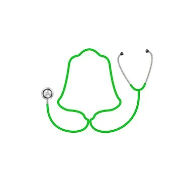Stethoscope in shape of bell in green design Stock Illustration