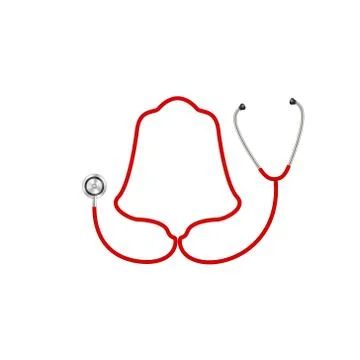 Stethoscope in shape of bell in red design Stock Illustration