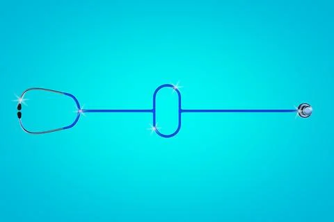 Stethoscope shape pill on blue background. Stock Illustration