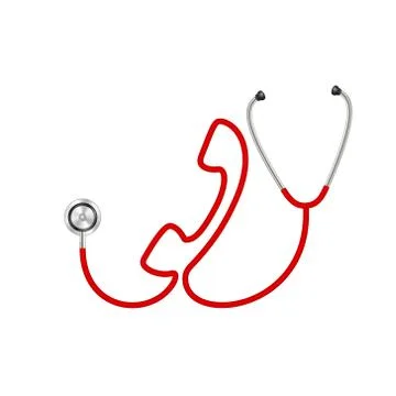 Stethoscope in shape of telephone in red design Stock Illustration
