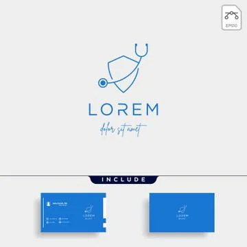 Stethoscope shield vector logo design simple signs Stock Illustration
