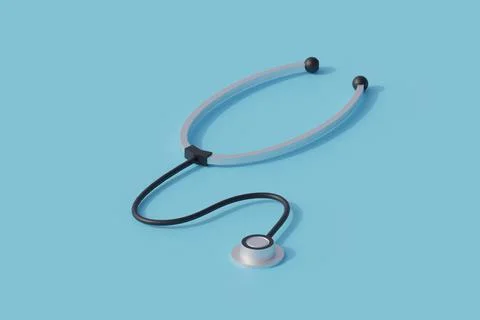 Stethoscope single isolated object. 3d render illustration 스톡 일러스트