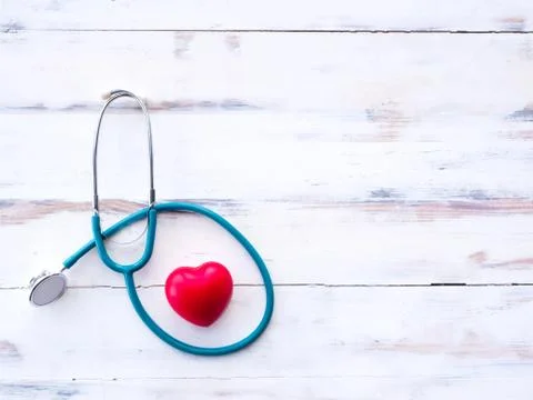 The Stethoscope is surrounded by the red heart Stock Photos