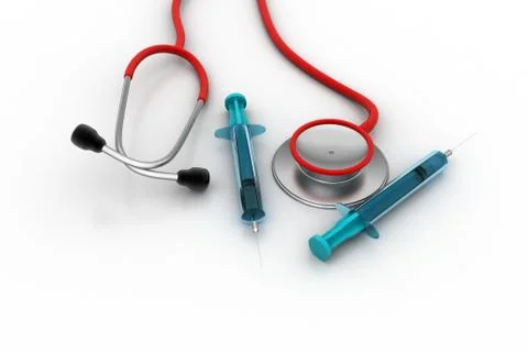 Stethoscope with syringe Free Stock Illustration
