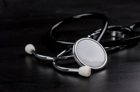 Stethoscope on table Stock Photos