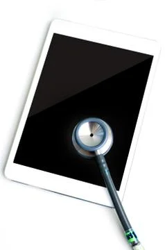 Stethoscope with tablet computer Stock Photos