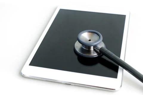 Stethoscope with tablet computer Stock Photos