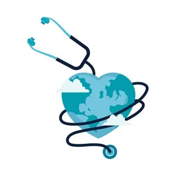 Stethoscope tangled in the world Ilustração Stock