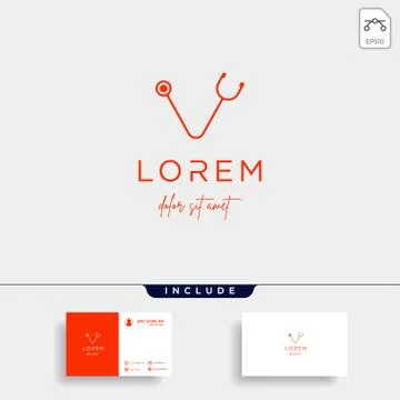 Stethoscope v letter logo vector design icon Stock Illustration