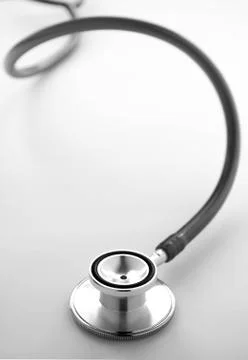 Stethoscope on white background close-up and a place for your text Stock Photos
