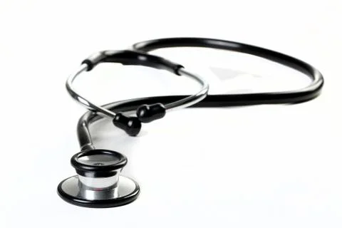 Stethoscope on white background with copy space top view Stock Photos