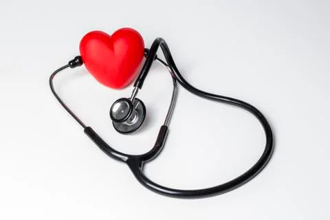 Stethoscope on white background with copy space top view Stock Photos