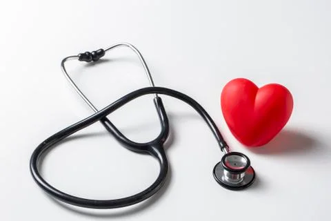 Stethoscope on white background with copy space top view Stock Photos