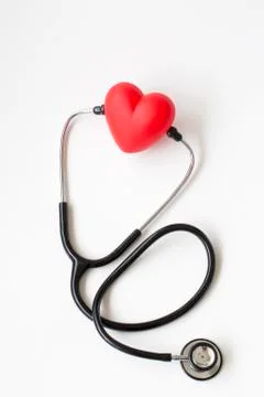 Stethoscope on white background with copy space top view Stock Photos