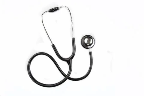 Stethoscope on white background with copy space top view Stock Photos