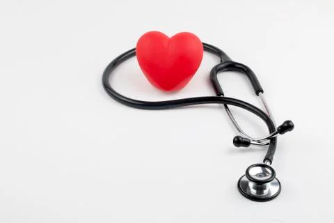 Stethoscope on white background with copy space top view Stock Photos