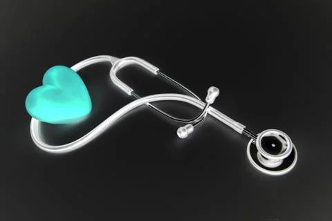 Stethoscope on white background with copy space top view Stock Photos