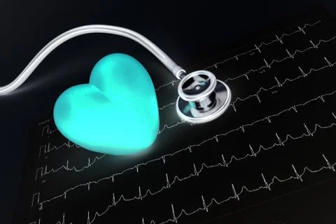 Stethoscope on white background with copy space top view Stock Photos